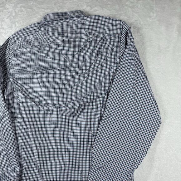 Untuckit Shirt Womens M Blue Gingham Check Button Down Long Sleeve Casual‎ - Picture 6 of 10